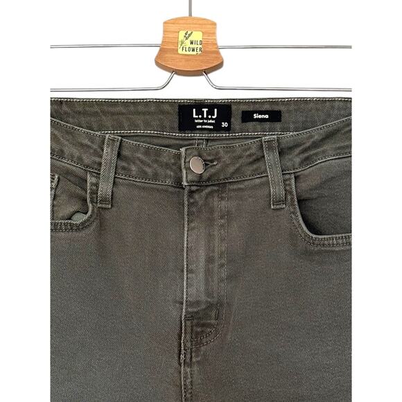 LTJ Letters to Juliet Siena High Rise Straight Olive Green Jean L.T.J. Size 30 - Picture 4 of 6